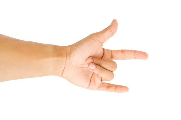 Hand Visa gester långfingret — Stockfoto