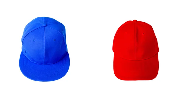 Блакитна і червона бейсбольна шапка — стокове фото