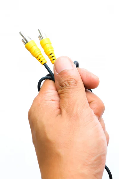 Human hand holding plug — Stock Photo, Image