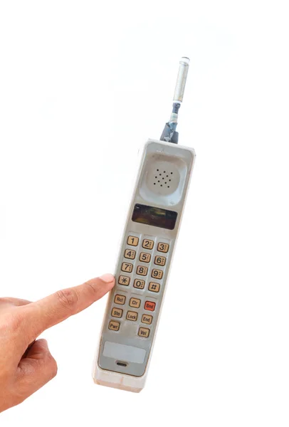 Man handen håller vintage mobiltelefon — Stockfoto