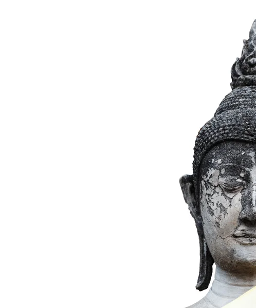 Testa in primo piano della vecchia statua buddha — Foto Stock