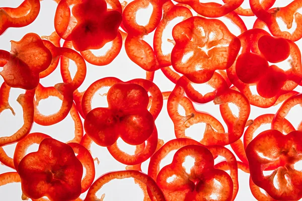 Bell pepper slices. Food background. Pattern. Concept art. Macro. Texture. — Stock Fotó