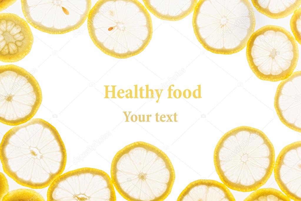 Decorative Frame From Circles Of Lemon Slices On A White