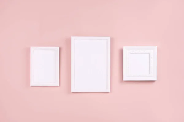 Modern Simple Gallery Set Different Blank White Photo Frame Text — Foto de Stock