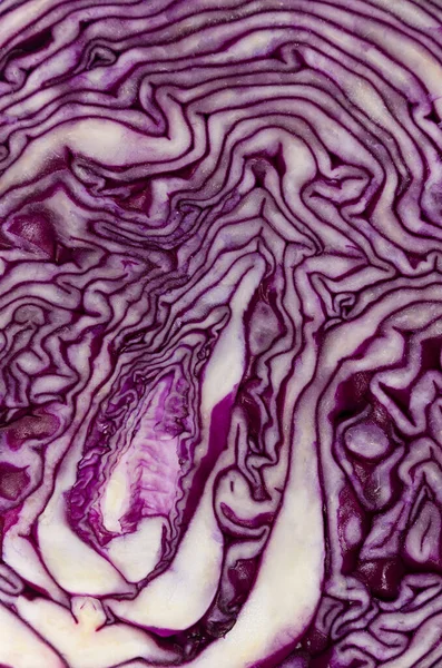 Gemüse Bunt Abstrakte Textur Scheibe Rotkohl Nahaufnahme Draufsicht — Stockfoto