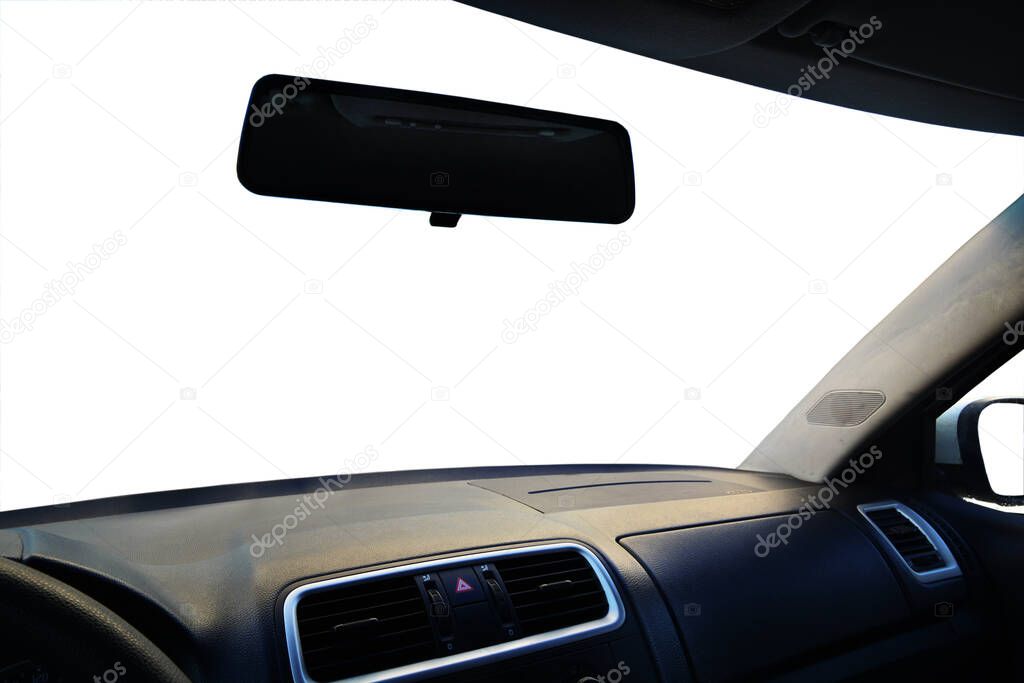 view from inside the car through the windshield, windshield isolate. mock-up. copy space.