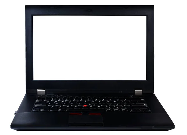 Zwarte Laptop Met Plaats Het Scherm Voor Tekst Foto Geïsoleerd — Stockfoto