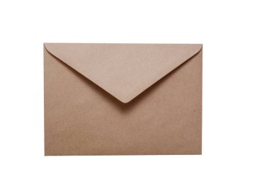 Kraft kağıt desenli bir zip zarfın üst görüntüsü. Beyaz üzerine izole edilmiş. düz yat.