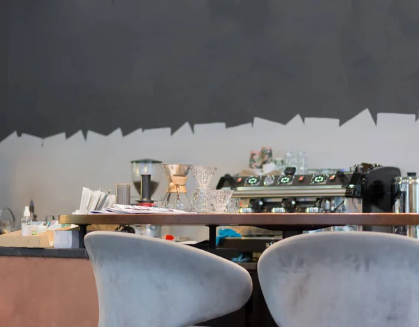 Comptoir Bar Chaises Dans Café Concept Repos Rencontre Entre Amis — Photo