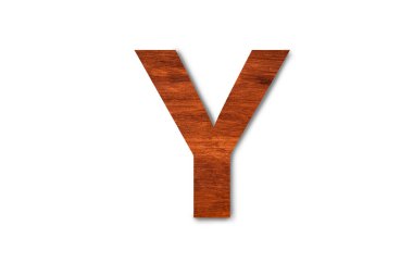 Modern ahşap alfabe harfi Y beyaz arkaplanda tasarım için kırpma yolu ile izole
