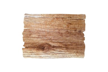 Yatay ahşap tabela, tasarım veya iş için kırpma yolu ile beyaz arkaplanda izole