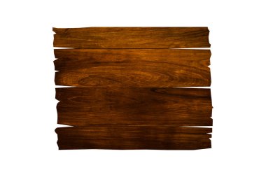 Tasarım için kırpma yolu ile beyaz arkaplanda izole edilmiş eski tahta tabelanın ön görünümü