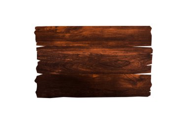 Tasarım için kırpma yolu ile beyaz arkaplanda izole edilmiş eski tahta tabelanın ön görünümü