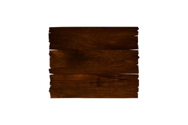 Tasarım için kırpma yolu ile beyaz arkaplanda izole edilmiş eski tahta tabelanın ön görünümü