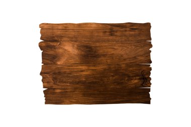 Tasarım için kırpma yolu olan tek tahta tabela beyaz arkaplanda izole edildi 