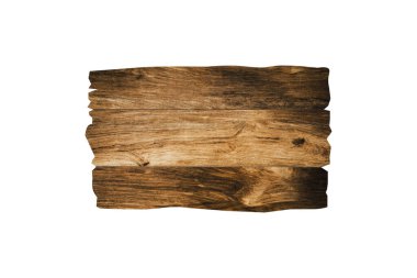 Tasarım için kırpma yolu olan tek tahta tabela beyaz arkaplanda izole edildi 