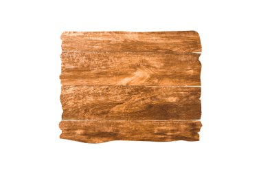 Tasarım için kırpma yolu olan tek tahta tabela beyaz arkaplanda izole edildi 