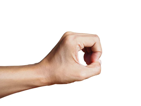 Mano Hombre Joven Mostrando Gesto Aislado Sobre Fondo Blanco Camino — Foto de Stock