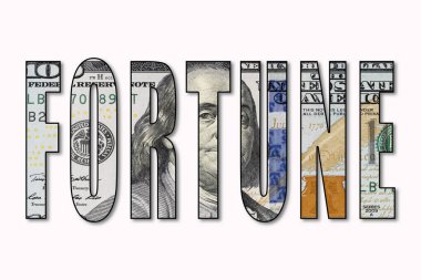 Servet. Bir dolar içeriden para. Para kelime serveti içinde. Beyaz arka plan. İzole edilmiş. Kavram