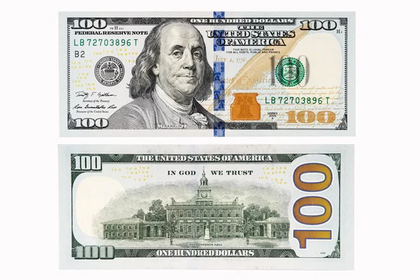 Beyaz arkaplanda 100 dolar izole et.