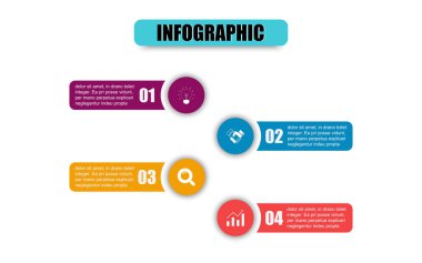İllüstrasyon için vektör dairesi tasarım şablonu bilgisel. 4 seçenekli sunum işi bilgi şablonu. Yaratıcı konsept pankart dikdörtgen kesişim ve sunulacak dört adımlı daire.
