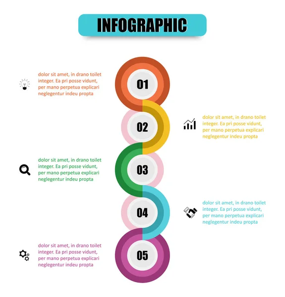 Presentatie Business Infographic Template Voor Vijf Opties Vector Infographic Cirkel — Stockvector