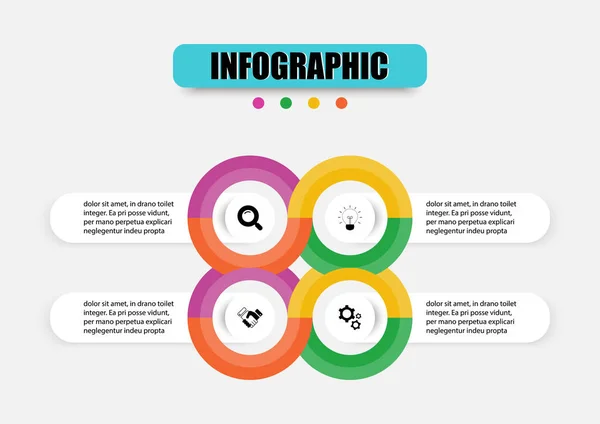 Circular Business Infografik Präsentationsvorlage Optionen Konzeptplanung Vektor Design Vorlage Mit — Stockvektor