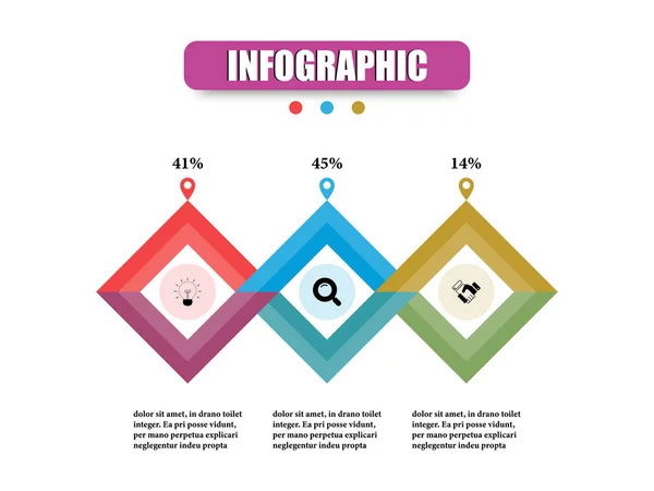 Modèle Quadrilatère Présentation Infographique Affaires Options Modèle Carré Conception Vectorielle — Image vectorielle