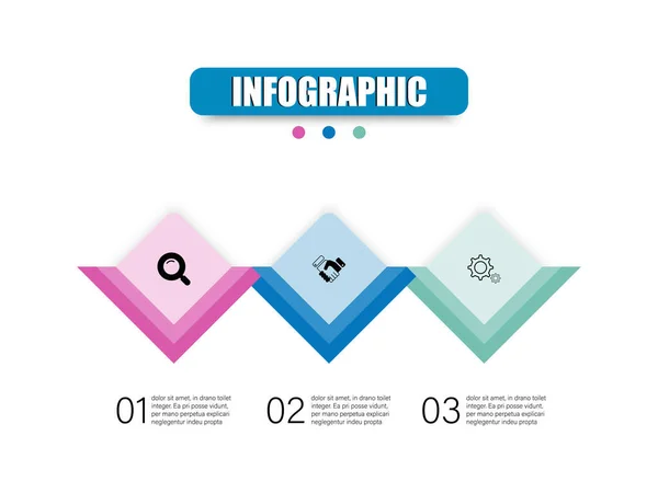 Plantilla Presentación Infografía Negocios Forma Cuadrada Opciones Concepto Plano Infografía — Vector de stock