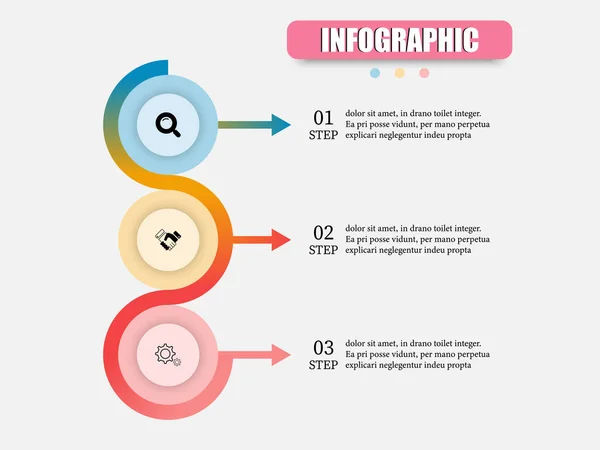 Círculos Plantilla Diseño Vectorial Infografía Para Presenta Pasos Ilustración Vectorial — Vector de stock