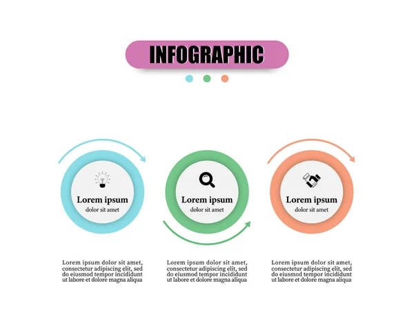 Design Timeline Infografik Vorlage Mit Drei Kreis Elemente Geschäftsinfografik Vorlage — Stockvektor