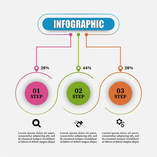 Planungsentwurf Präsentiert Infografiken Mit Optionen Infografik Zeitleiste Schritte Moderne Kreisförmige — Stockvektor