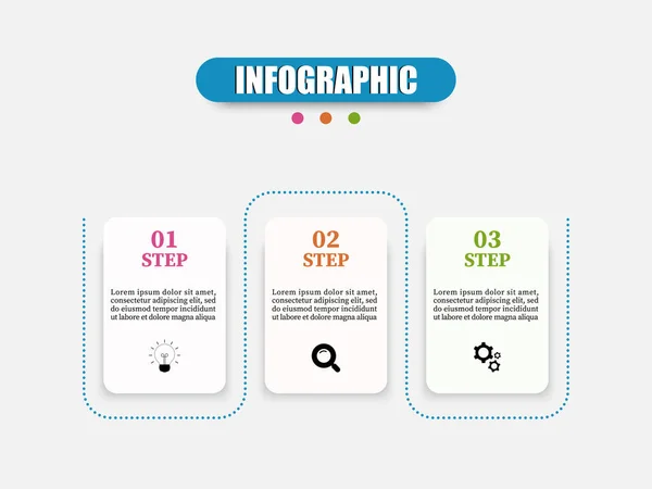 Die Vorlage Infografik Quadratischen Design Stellt Drei Optionen Elemente Geschäftszeitleiste — Stockvektor