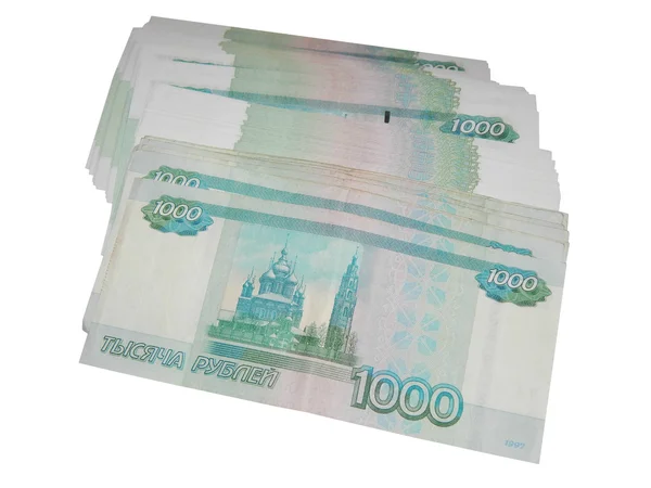 Деньги в кошельке на 1000 рублей — стоковое фото