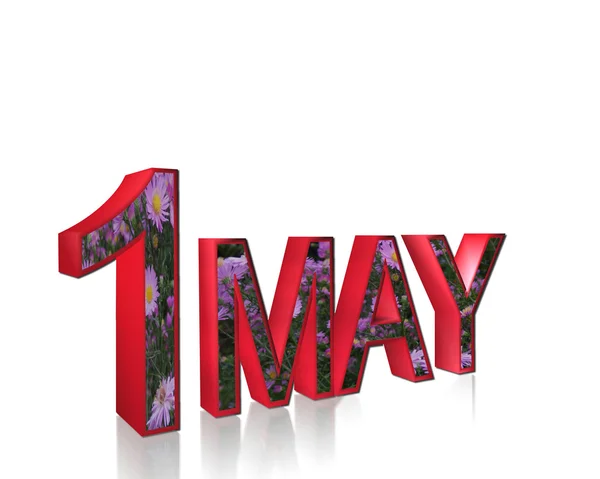 Надпись 1 мая с цветочным узором на белом фоне — стоковое фото