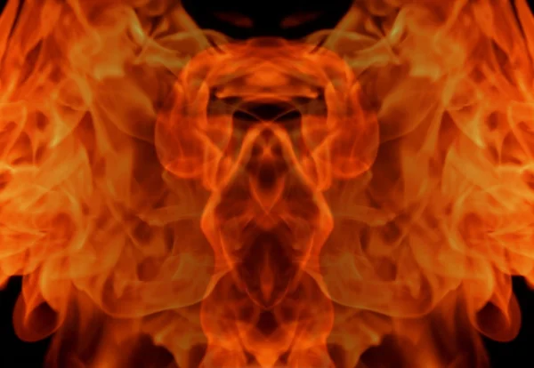 Ateşli alev ateş siyah bir arka plan doku soyut resim — Stok fotoğraf