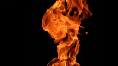 Bir siyah arka plan closeup alevler yanan ateşi