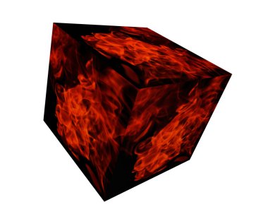 3D çizim. Beyaz bir arka plan üzerinde küp geometrik şekil