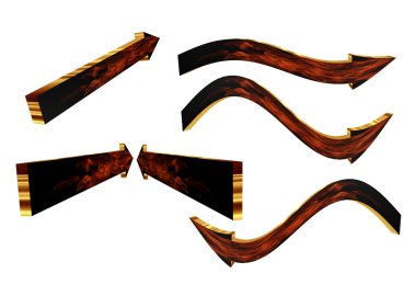 3D çizim. Beyaz zemin üzerine ateş ok kümesi