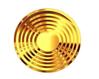 3D çizim. Beyaz bir arka plan üzerinde altın daire