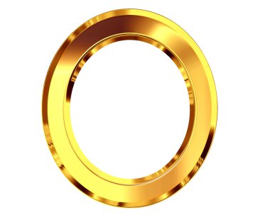 3D çizim. Beyaz bir arka plan üzerinde altın daire