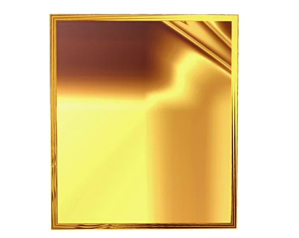 Ilustração 3D. Retângulo dourado sobre um fundo branco — Fotografia de Stock