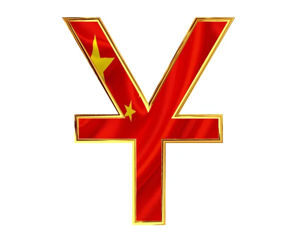Moeda Símbolo Yuan chinês em um fundo branco — Fotografia de Stock