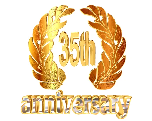 Gold emblem of the 35th anniversary on a white background — Stock Photo, Image