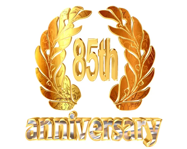 Gold emblem of the 85th anniversary on a white background — Stock Photo, Image