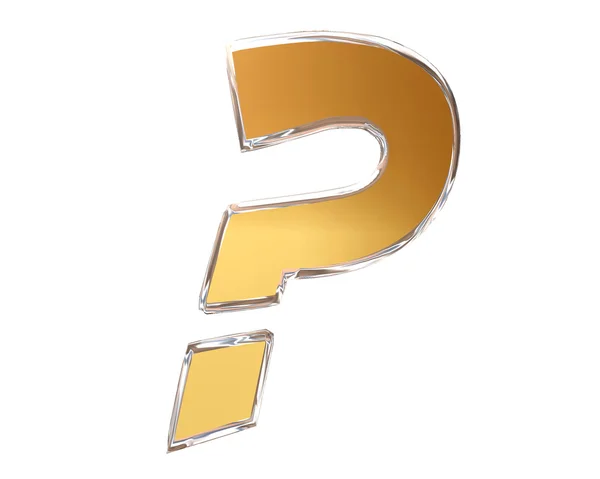 Gold question mark symbol on a white background — Stock Photo, Image