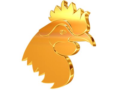 Beyaz zemin üzerine altın horoz