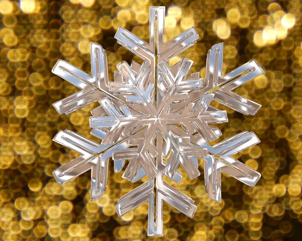 Altın arka plan üzerinde kış kar tanesi gümüş renk — Stok fotoğraf