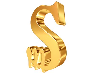 Altın sembolü spesmilo tabelada beyaz bir arka plan