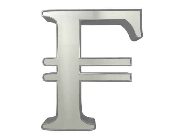 Beyaz bir arka plan üzerinde para birimi sembolü Fransız Frangı — Stok fotoğraf